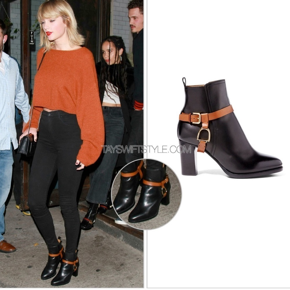 Ralph Lauren Taylor Swift Purple Label Merrick Calfskin Bootie Ankle Black Brown